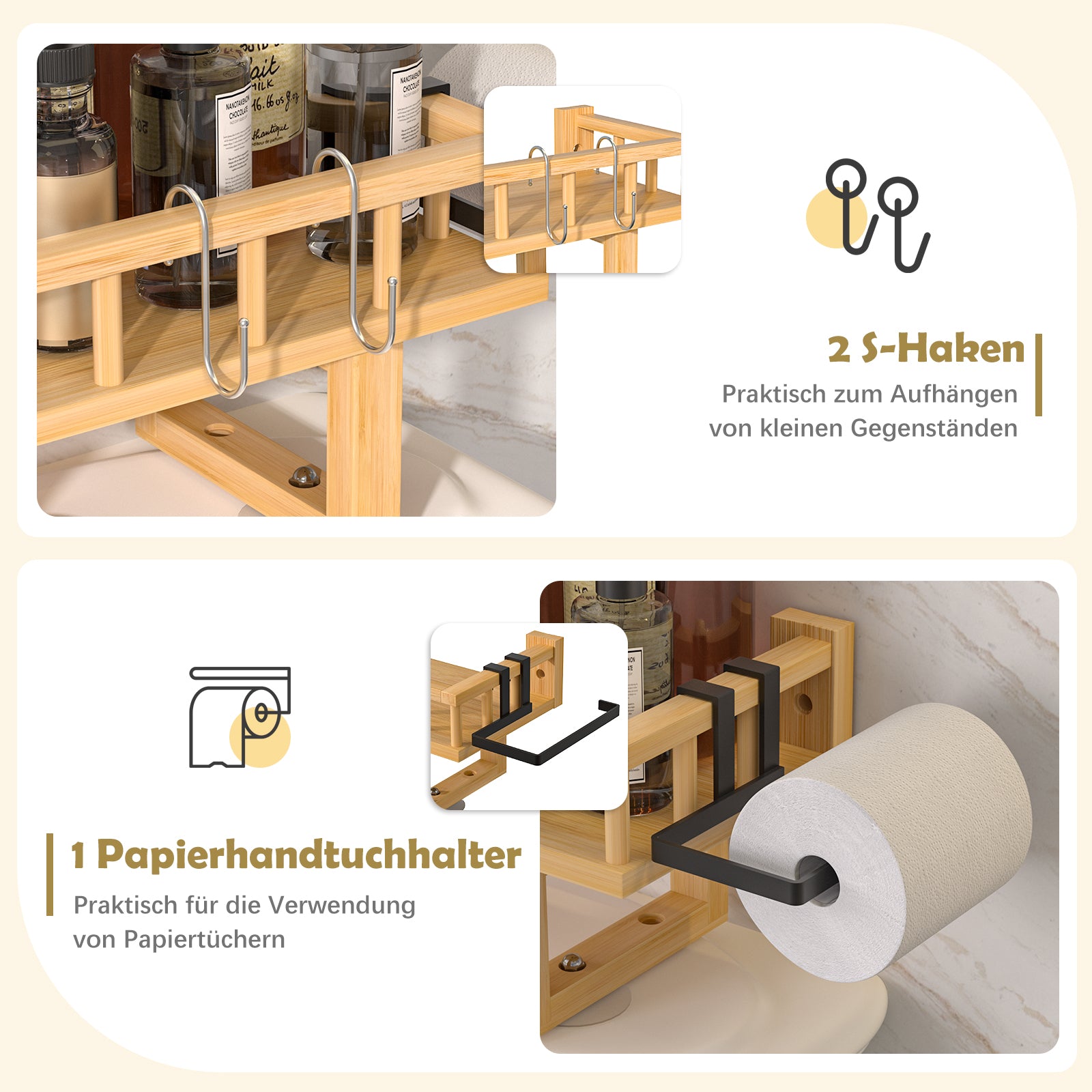 Badezimmerregal aus Bambus, 1-3 Schichten, CL005 5 - BambooTidy