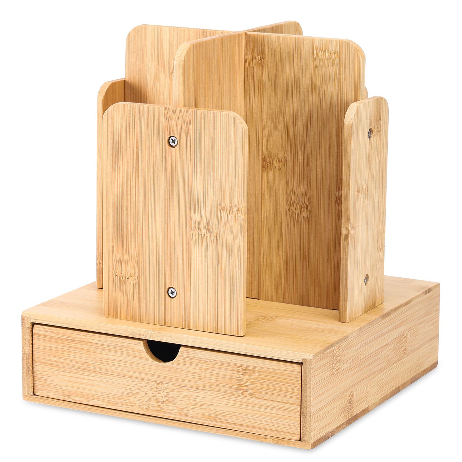 Bamboo coffee organizer with 4 compartments and drawer UB072