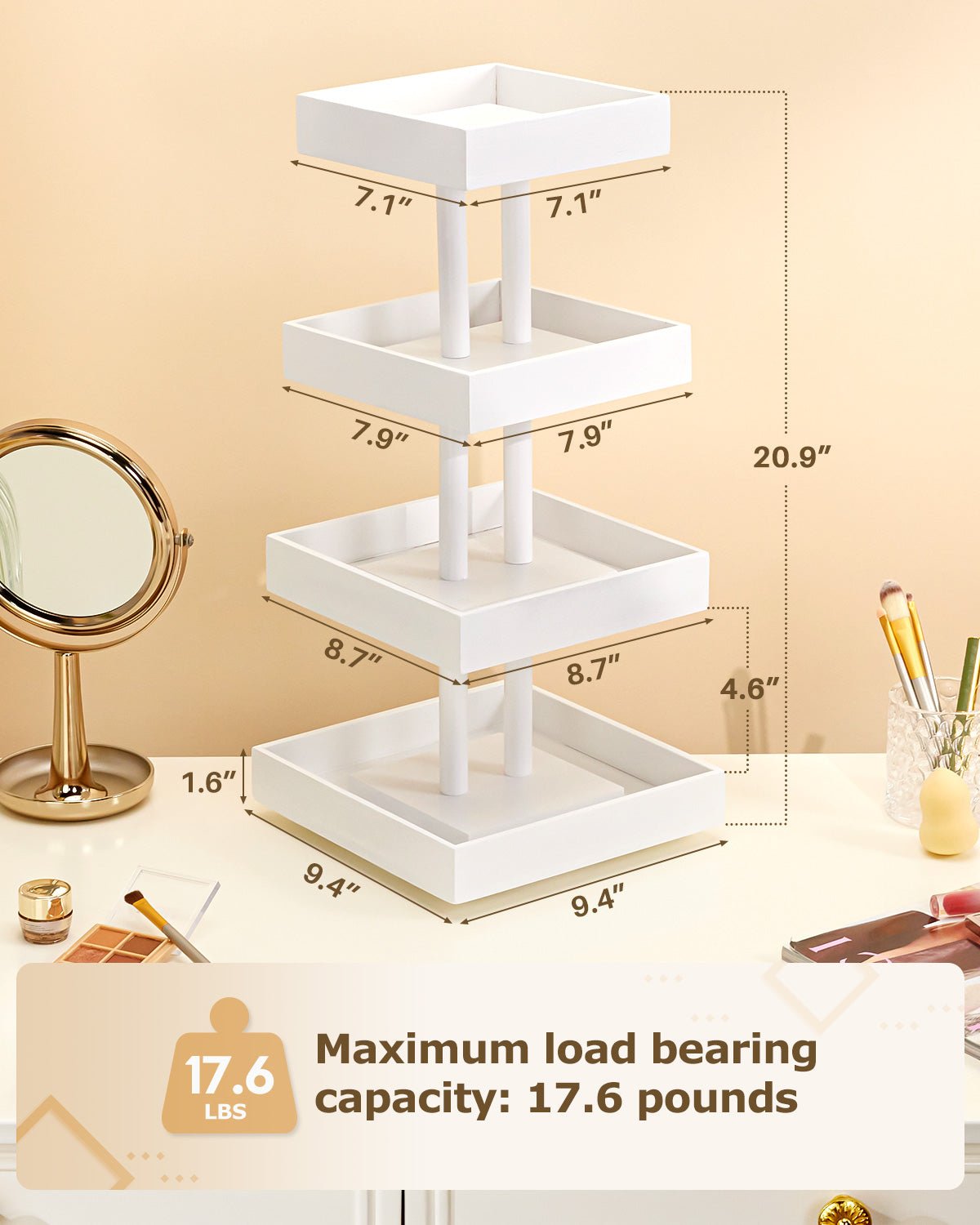 360° drehbarer Nagellack - Organizer aus Bambus HJ008 HJ008 - UC075 25 - BambooTidy