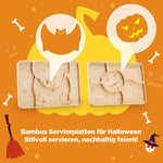 2er Set Bambus Servierplatten, Halloween Kürbis & Fledermaus Design UB054 UB054 7 - BambooTidy