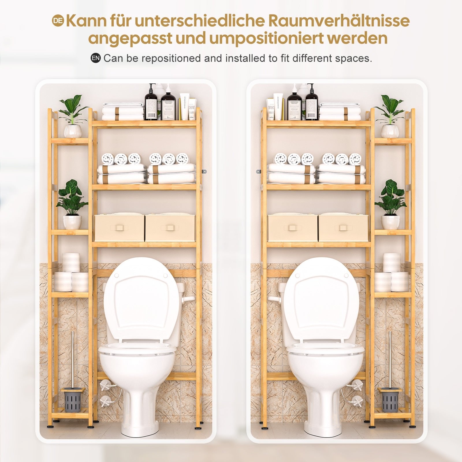 Toilettenregal aus Bambus mit 2 Körben YB036 8 - BambooTidy