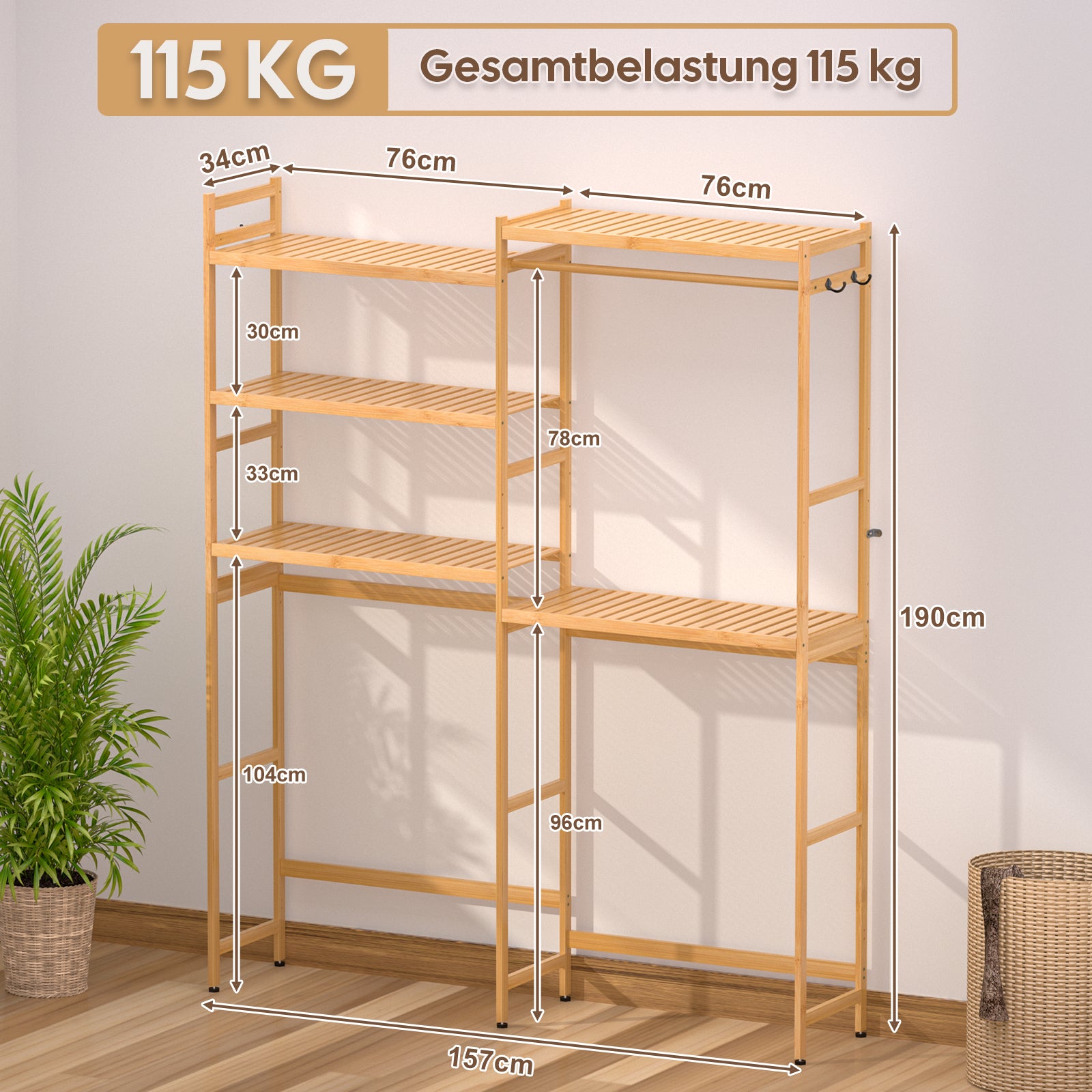 Waschmaschinen- und Trocknerregal aus Bambus CL003 3 - BambooTidy