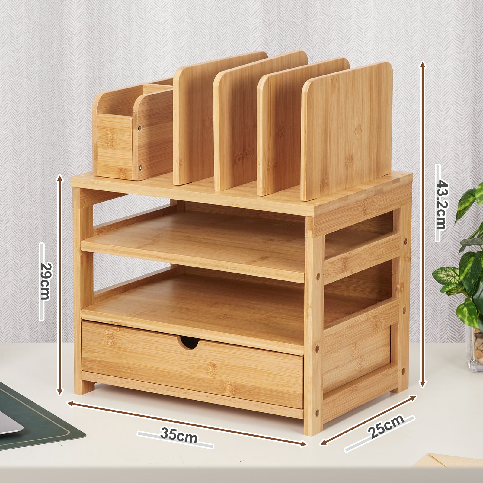 Bambus Schreibtisch-Organizer mit Schublade HH011 11 - BambooTidy