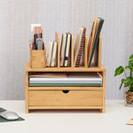 Bambus Schreibtisch-Organizer mit Schublade HH011 2 - BambooTidy