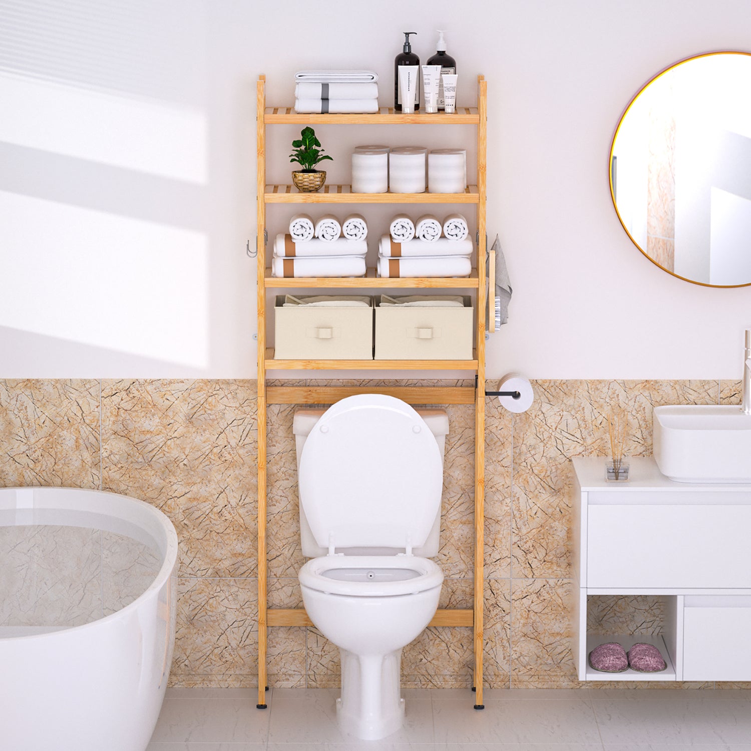 4-tier bamboo toilet shelf YB006