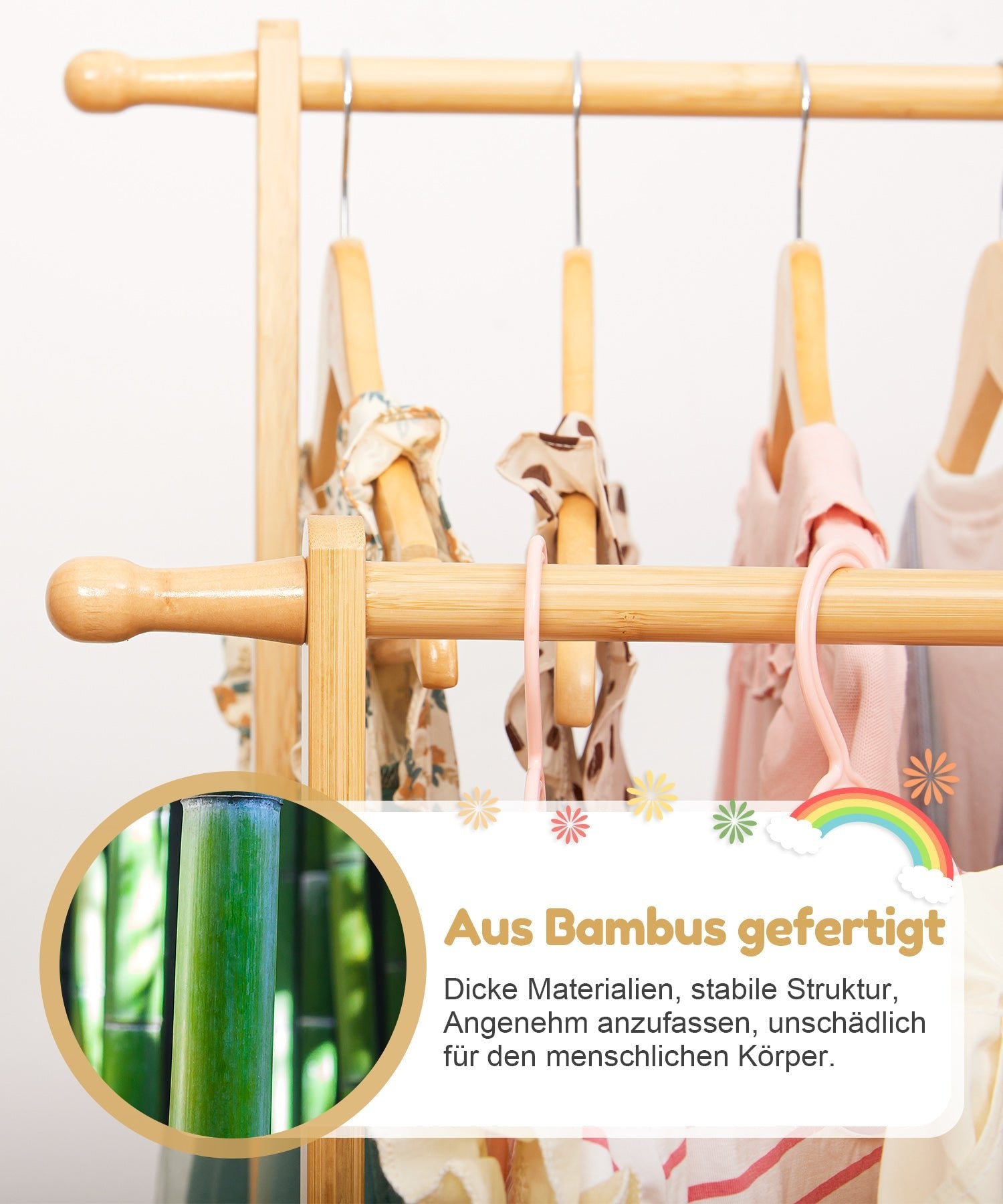 Kleiderständer für Kinder aus Bambus YB031 9 - BambooTidy