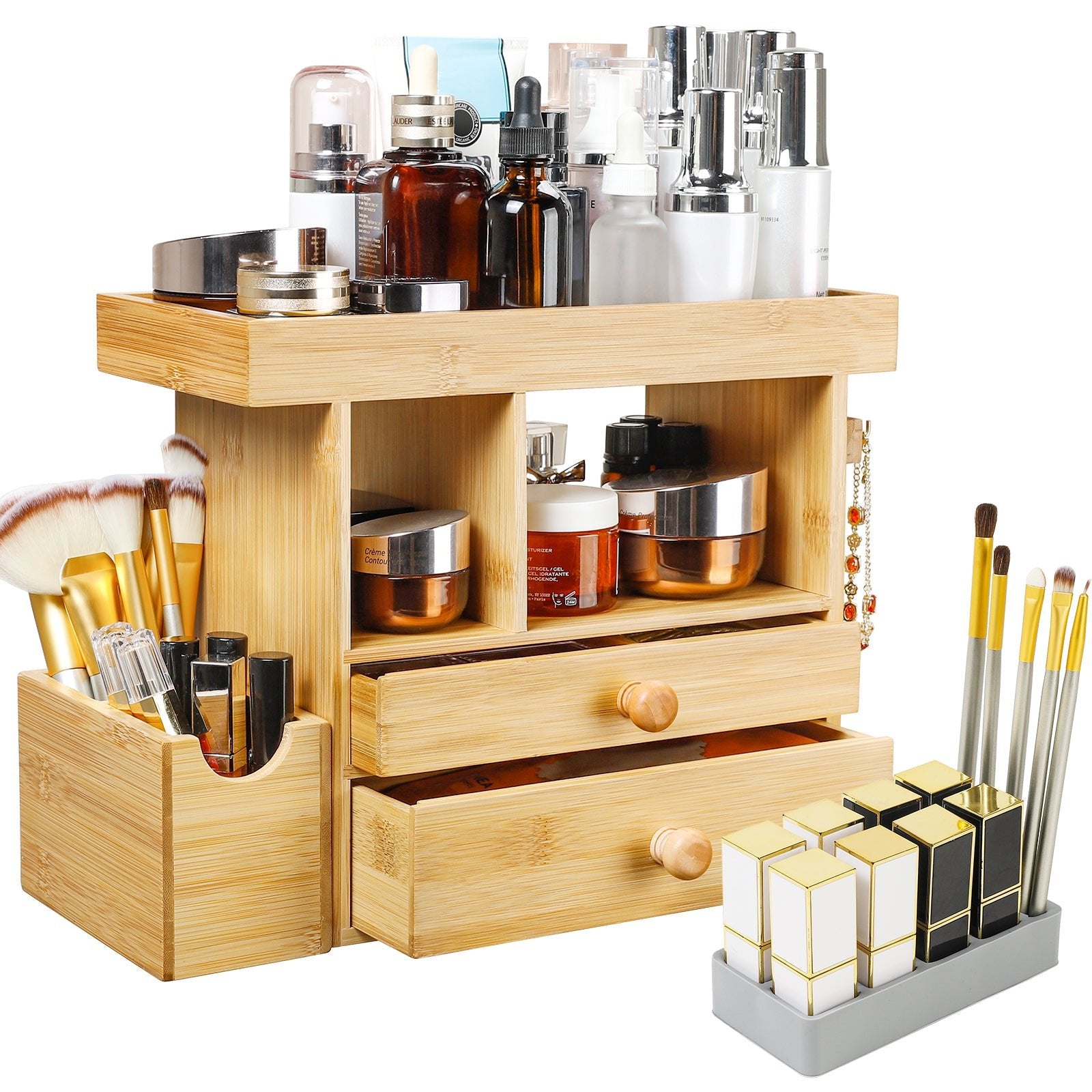 2-in-1 Make-Up & Schmuck Organizer aus Bambus B69 4 - BambooTidy