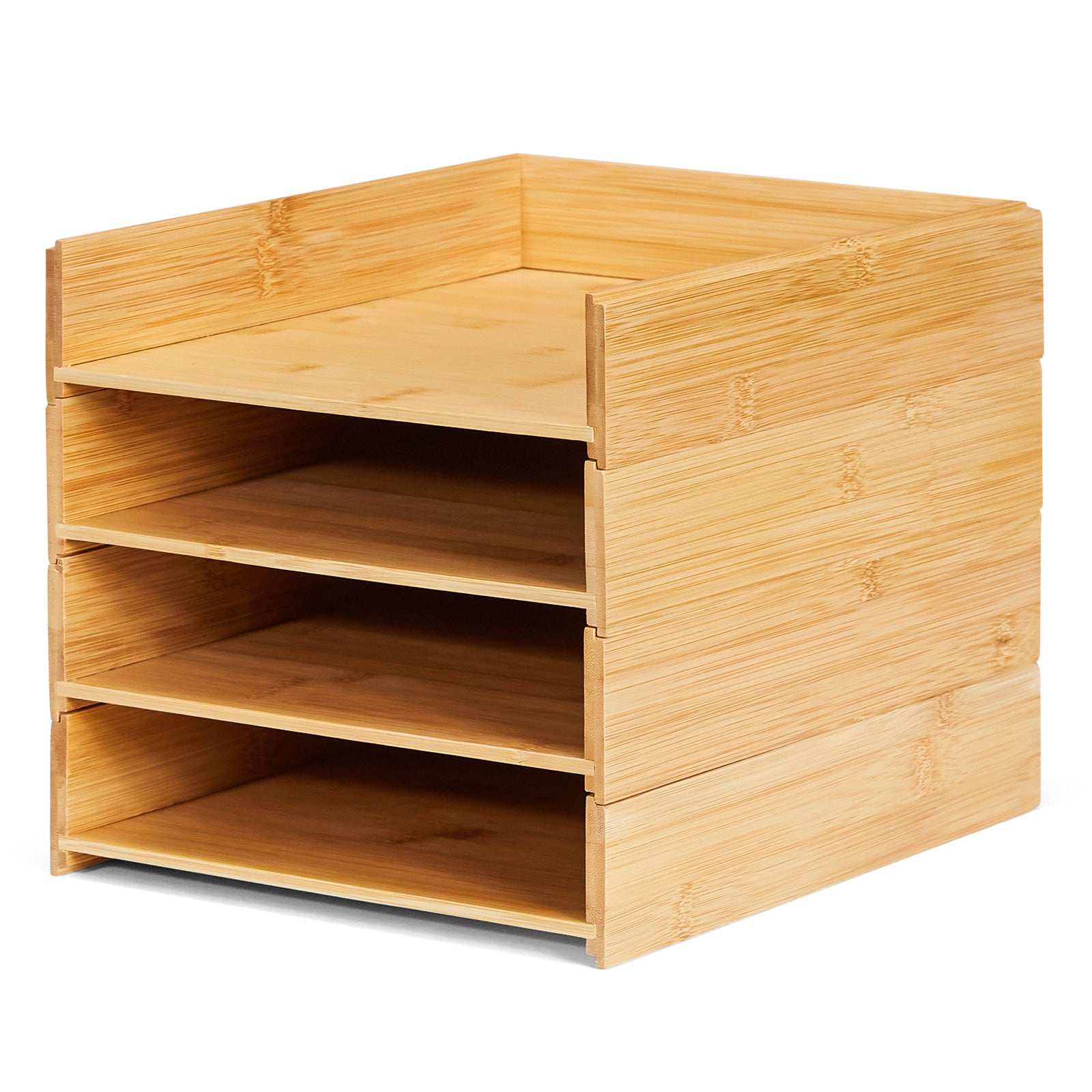 Bambus Schreibtisch-Organizer mit 4 verstellbaren Fächern CL015 CL015-UZ058 1 - BambooTidy