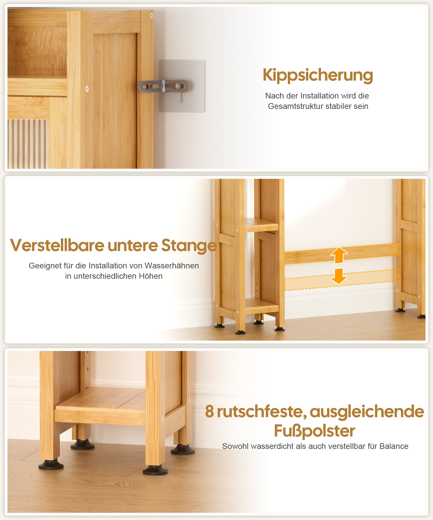 Toilettenschrank aus Bambus mit Tür und Schubfach CL022 CL022 - UZ081 4 - BambooTidy