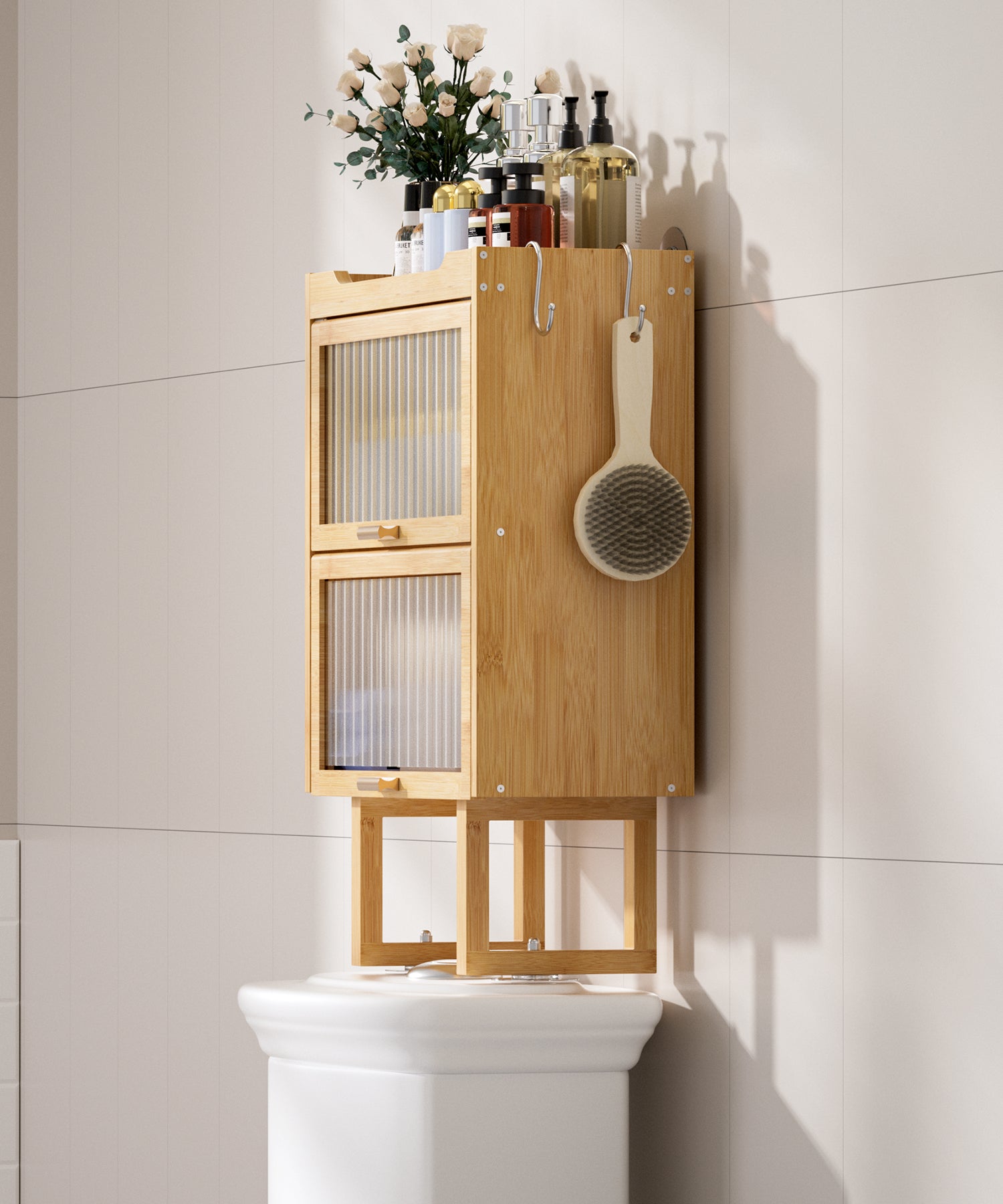 Toilettenschrank Überbau aus Bambus mit Tür CL010 10 - BambooTidy