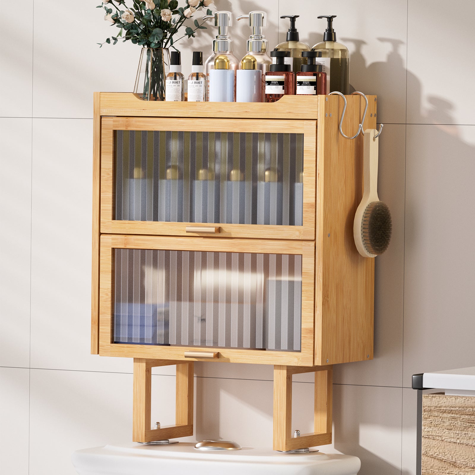 Toilettenschrank Überbau aus Bambus mit Tür CL010 8 - BambooTidy