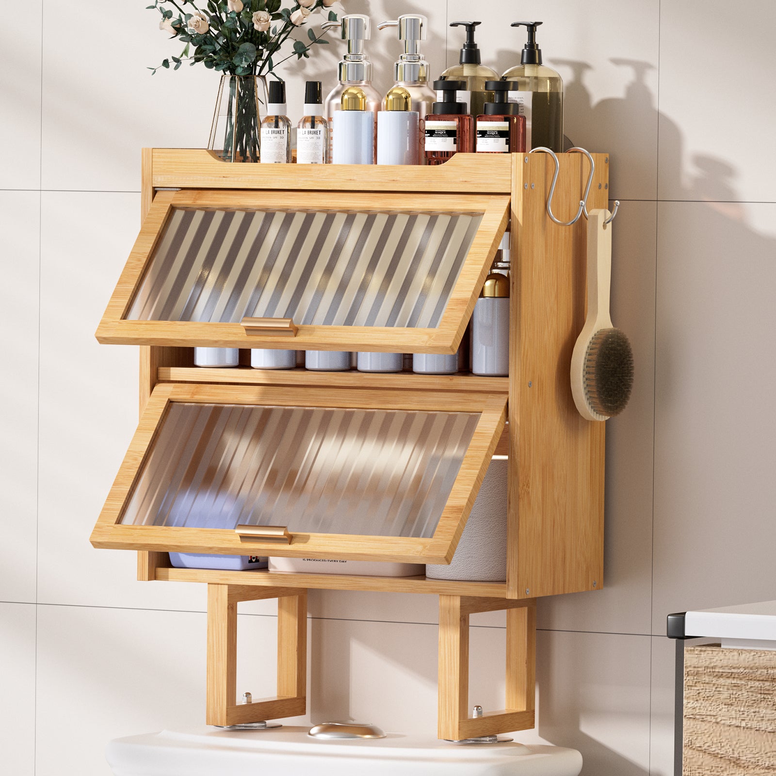 Toilettenschrank Überbau aus Bambus mit Tür CL010 11 - BambooTidy