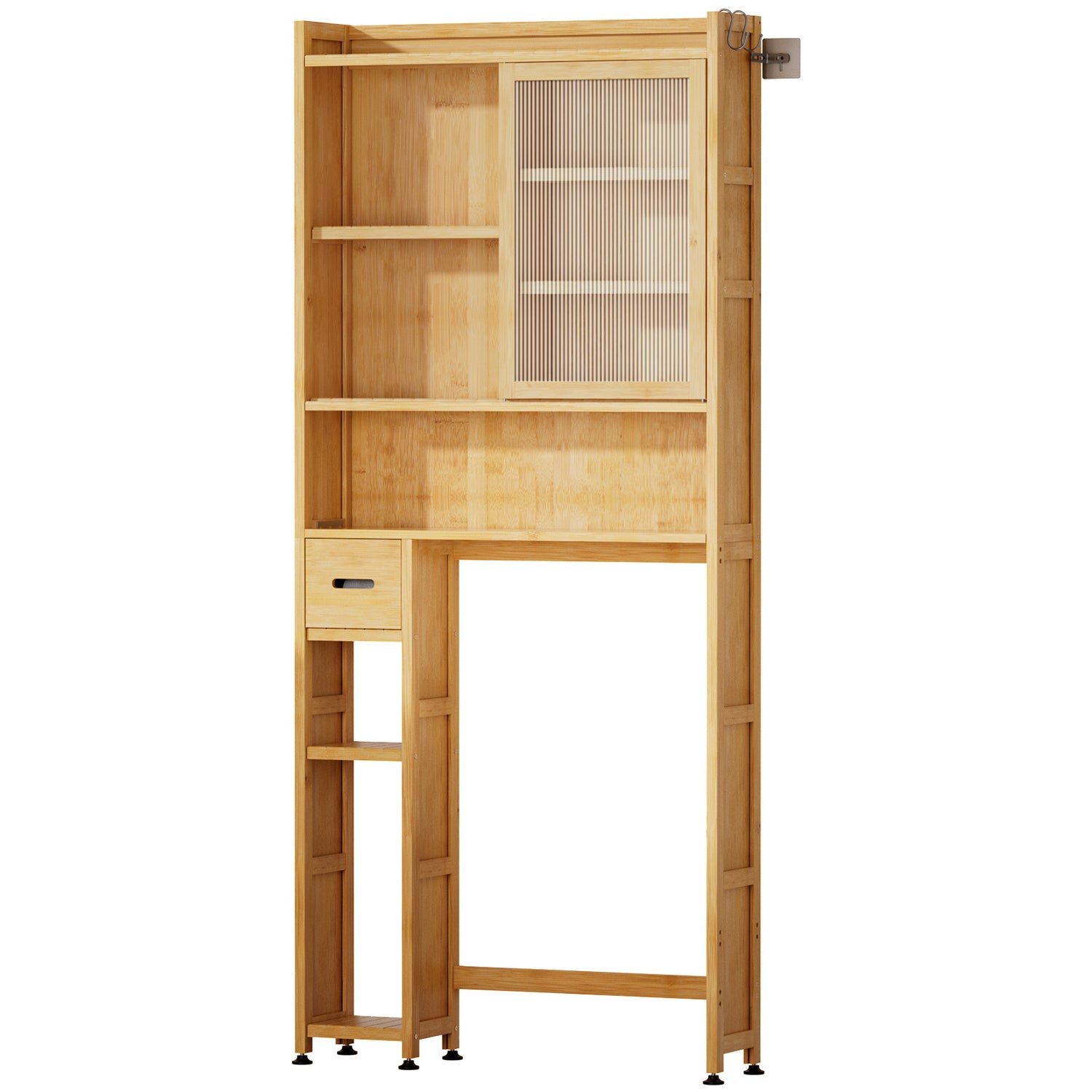 Bambus Toilettenschrank mit Tür und Taschentuch-Box CL021 CL021-UZ076 1 - BambooTidy