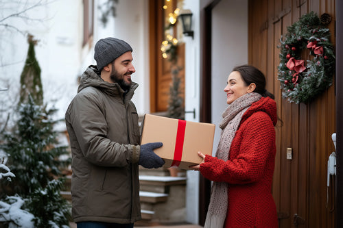 Eine Person erhält ein Geschenk und ist sehr glücklich